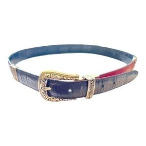 ▶️ Brighton ◀️ Red Black western Embossed Leather Reversible Belt, Size ML 32
